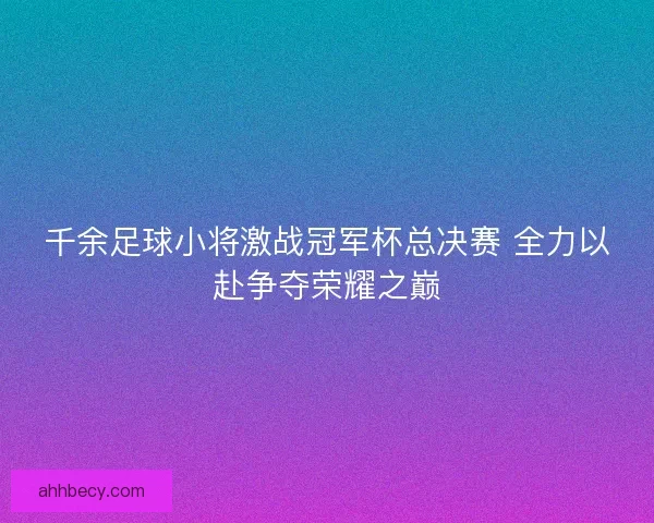 千余足球小将激战冠军杯总决赛 全力以赴争夺荣耀之巅