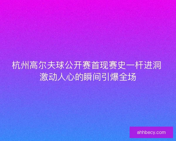 杭州高尔夫球公开赛首现赛史一杆进洞 激动人心的瞬间引爆全场